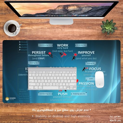 ماوس پد هومرو مدل MX615 طرح بیزینس و جملات انگیزشی