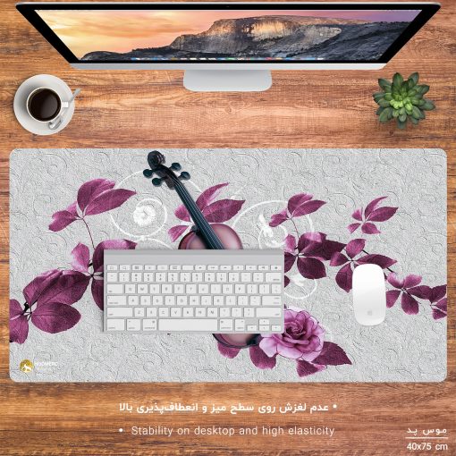 ماوس پد هومرو مدل MX758 طرح گیتار و گل و برگ